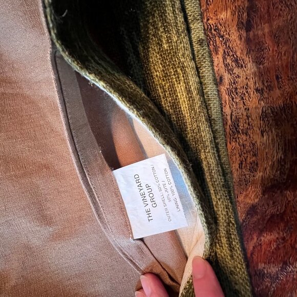 Two Vintage MCM Modern Art Boho Jute Pillow Covers 16X16 Square - Picture 4 of 7